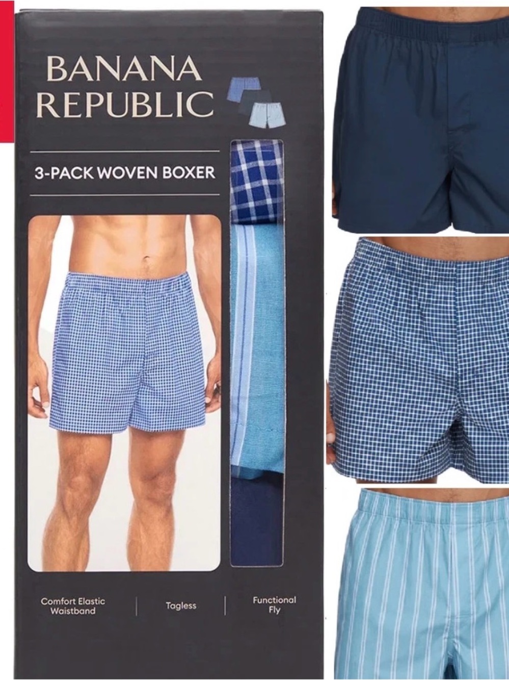 Banana Republic Men's Boxers 3 Pack 100% Cotton Woven Underwear New sealed